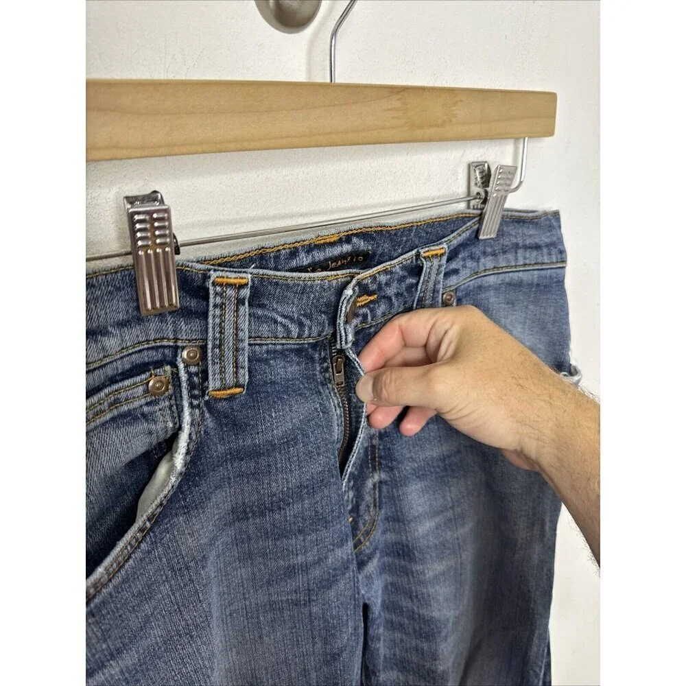 Nudie Jeans Thin Finn Mens 30X31 ‎ Denim Jeans Skinny Midnight Worn